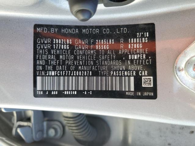 JHMFC1F77JX002878 - 2018 HONDA CIVIC EXL Gümüş foto 12