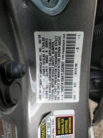 1HGFA16847L002807 - 2007 HONDA CIVIC EX GRAY photo 12