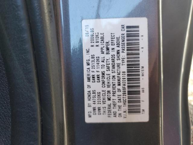 1HGCT2B89FA009108 - 2015 HONDA ACCORD EXL GRAY photo 12