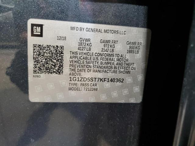 1G1ZD5ST7KF140362 - 2019 CHEVROLET MALIBU LT BLUE photo 12