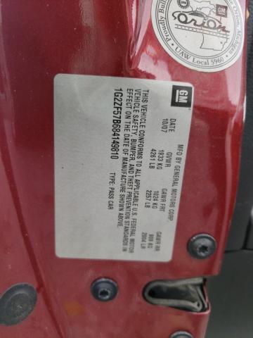 1G2ZF57B684149810 - 2008 PONTIAC G6 VALUE LEADER RED photo 12