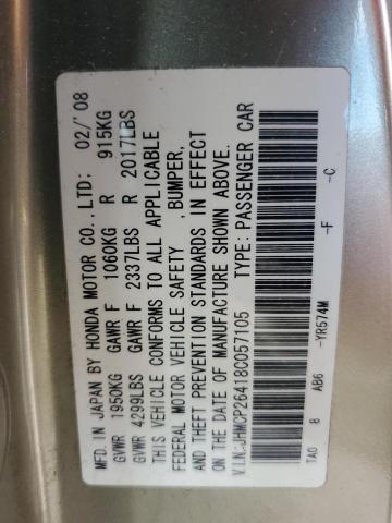JHMCP26418C057105 - 2008 HONDA ACCORD LXP GOLD photo 12