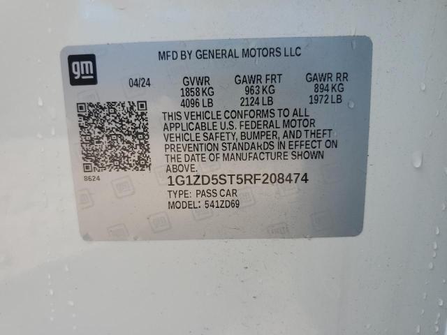 1G1ZD5ST5RF208474 - 2024 CHEVROLET MALIBU LT 白色 照片 12