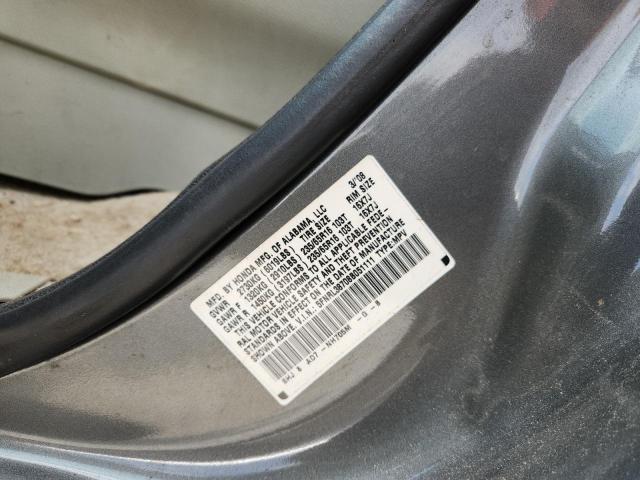 5FNRL38708B051111 - 2008 HONDA ODYSSEY EXL Մոխրագույն լուսանկար 13