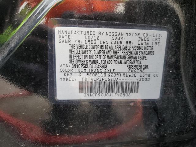 3N1CP5CU0JL542808 - 2018 NISSAN KICKS S BLACK photo 13