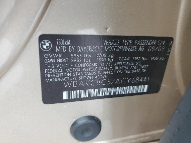 WBAKC8C52ACY68441 - 2010 BMW 7 SERIES LI XDRIVE GOLD photo 12