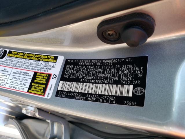 4T1S11AK1PU746743 - 2023 TOYOTA CAMRY SE NIGHT SHADE SILVER photo 12