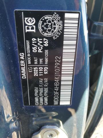 WDD3F4HB4KJ107922 - 2019 MERCEDES-BENZ A 250 4MATIC BLUE photo 12