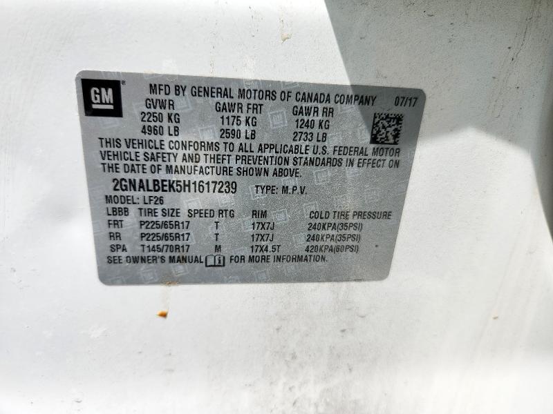 2GNALBEK5H1617239 - 2017 CHEVROLET EQUINOX LS თეთრი ფოტო 12