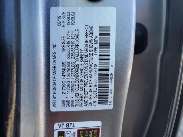 5J8TC1H30LL006118 - 2020 ACURA RDX SILVER photo 13