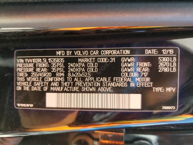 YV4102RL5L1535835 - 2020 VOLVO XC60 T5 INSCRIPTION BLACK photo 13