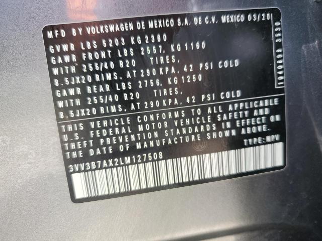 3VV3B7AX2LM127508 - 2020 VOLKSWAGEN TIGUAN SE GRAY photo 13