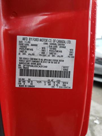 2FTRF08LX3CA31340 - 2003 FORD F150 RED photo 12