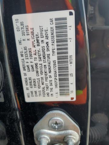 1HGCP2F40AA172945 - 2010 HONDA ACCORD LXP BLACK photo 12