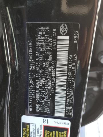 4T1BK1EB4DU075166 - 2013 TOYOTA AVALON BASE 黑色 照片 12