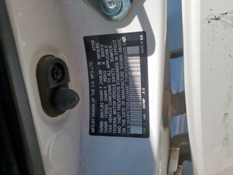 SHHFK7H29JU234447 - 2018 HONDA CIVIC LX WHITE photo 12