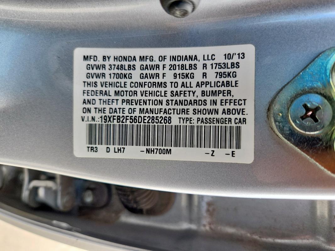 19XFB2F56DE285268 - 2013 HONDA CIVIC LX SILVER photo 12