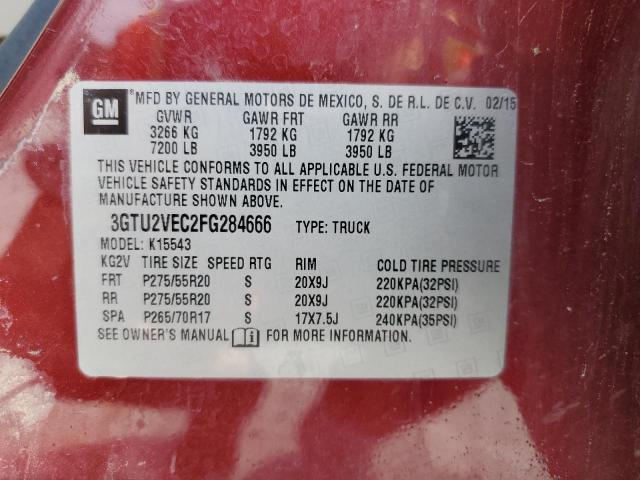 3GTU2VEC2FG284666 - 2015 GMC SIERRA K1500 SLT MAROON photo 13