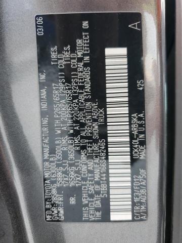 5TBBT44166S482465 - 2006 TOYOTA TUNDRA ACCESS CAB SR5 GRAY photo 12