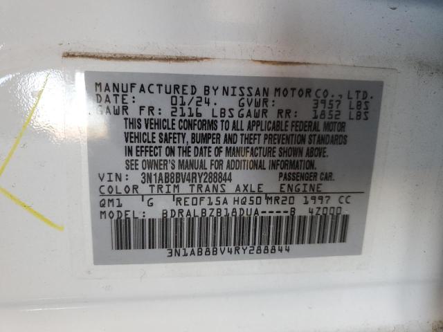 3N1AB8BV4RY288844 - 2024 NISSAN SENTRA S WHITE photo 12