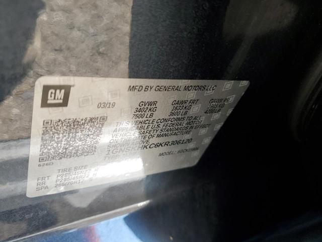 1GNSKHKC6KR306120 - 2019 CHEVROLET SUBURBAN K1500 LT GRAY photo 13