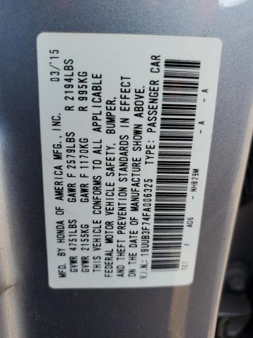 19UUB3F74FA006325 - 2015 ACURA TLX ADVANCE SILVER photo 12