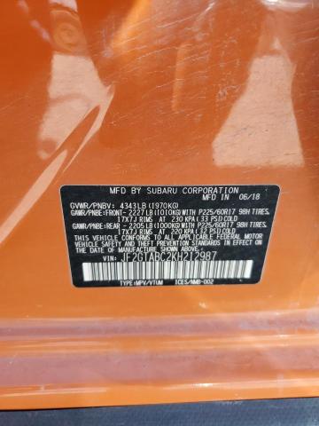 JF2GTABC2KH212987 - 2019 SUBARU CROSSTREK ORANGE photo 12