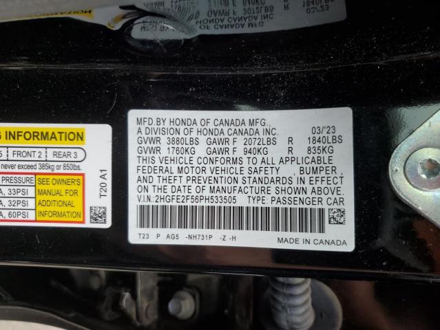 2HGFE2F56PH533505 - 2023 HONDA CIVIC SPORT Qara foto 12