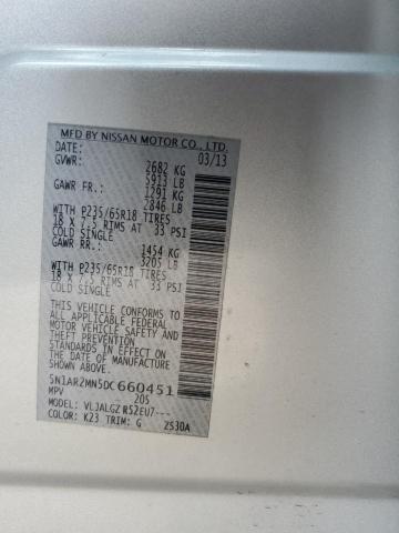 5N1AR2MN5DC660451 - 2013 NISSAN PATHFINDER S Gümüş fotoğraf 12