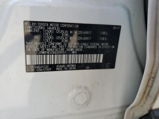 JTMRFREV3HD209557 - 2017 TOYOTA RAV4 XLE WHITE photo 13