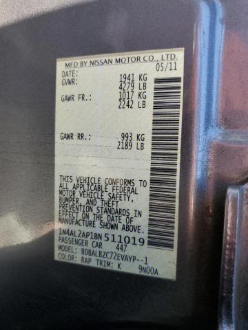 1N4AL2AP1BN511019 - 2011 NISSAN ALTIMA BASE Mavi foto 13