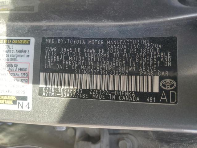 2T1KR32E15C330252 - 2005 TOYOTA COROLLA MATRIX XR GRAY photo 13