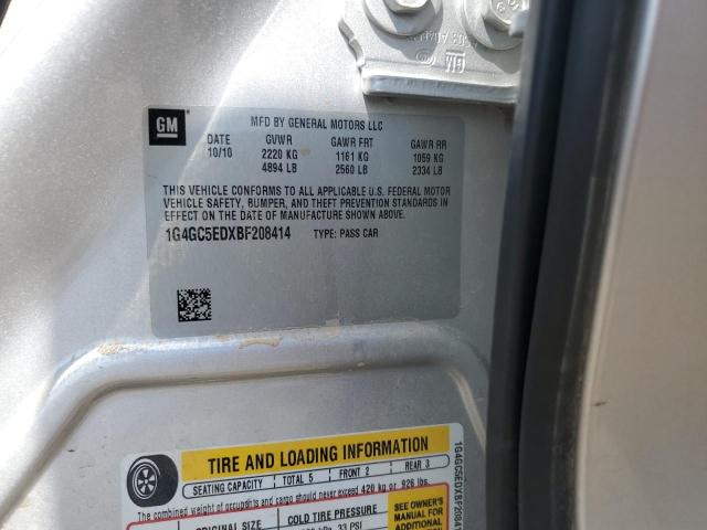 1G4GC5EDXBF208414 - 2011 BUICK LACROSSE CXL 银色 照片 12