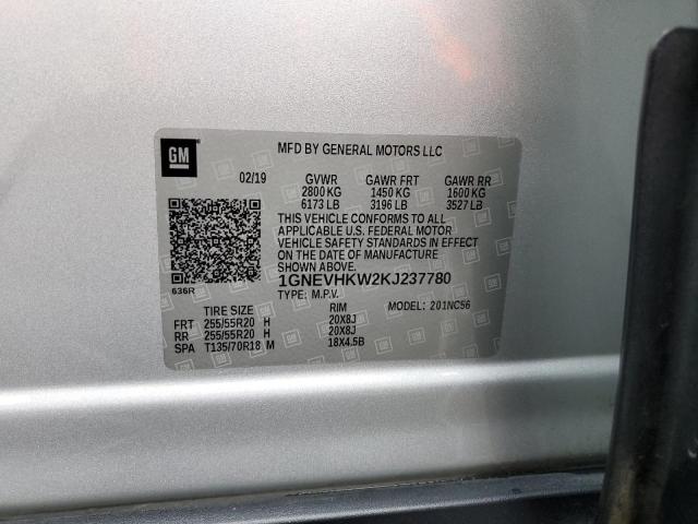 1GNEVHKW2KJ237780 - 2019 CHEVROLET TRAVERSE LT SILVER photo 13