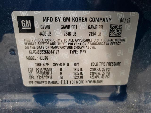 KL4CJESB2KB914127 - 2019 BUICK ENCORE PREFERRED Mavi foto 13