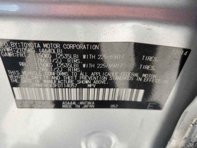 JTMBFREV3FD114057 - 2015 TOYOTA RAV4 LE SILVER photo 13
