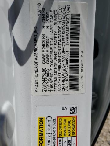 1HGCV2F92JA053361 - 2018 HONDA ACCORD TOURING Білий фото 12