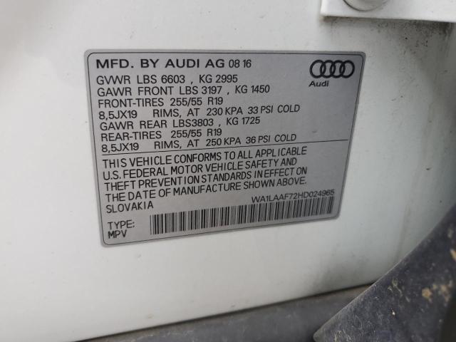 WA1LAAF72HD024965 - 2017 AUDI Q7 PREMIUM PLUS Biały zdjęcie 13