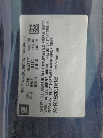 2G1FC1E32C9176786 - 2012 CHEVROLET CAMARO LT Niebieski zdjęcie 12