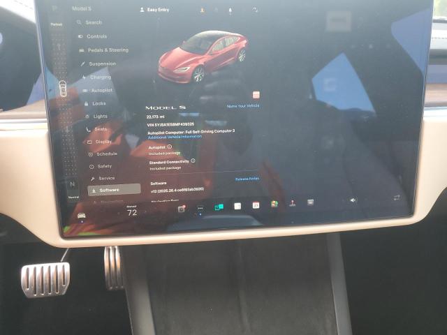 5YJSA1E58MF439325 - 2021 TESLA MODEL S Qırmızı foto 9
