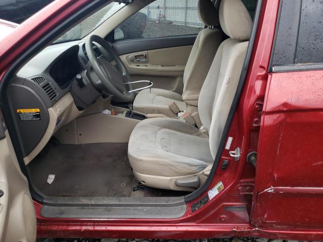 KNAFE221795656190 - 2009 KIA SPECTRA EX RED photo 7