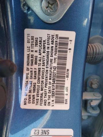19XFA1F54BE037143 - 2011 HONDA CIVIC LX BLUE photo 12