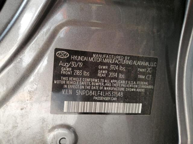 5NPD84LF4LH531548 - 2020 HYUNDAI ELANTRA SEL GRAY photo 12