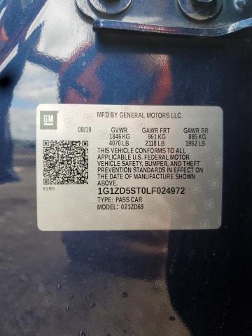 1G1ZD5ST0LF024972 - 2020 CHEVROLET MALIBU LT BLUE photo 12