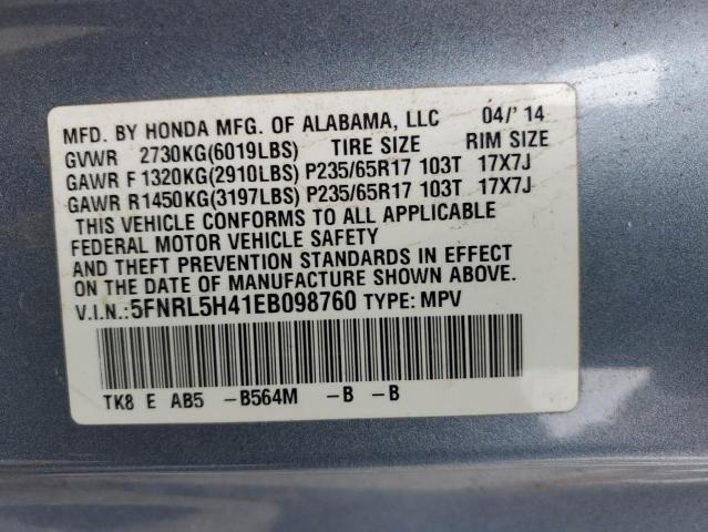 5FNRL5H41EB098760 - 2014 HONDA ODYSSEY EX BLUE photo 13