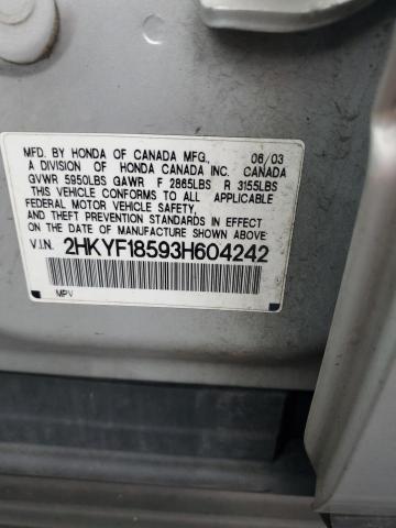 2HKYF18593H604242 - 2003 HONDA PILOT EXL Srebrny zdjęcie 13