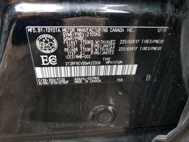 2T3RFREV9GW423308 - 2016 TOYOTA RAV4 XLE BLACK photo 13