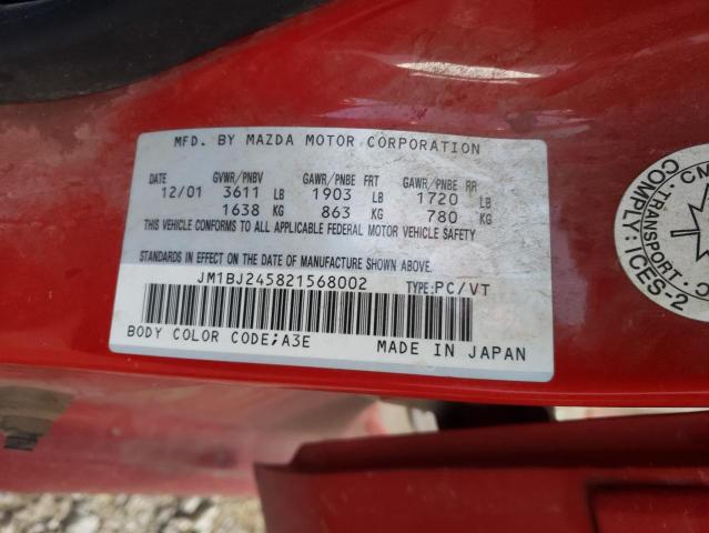 JM1BJ245821568002 - 2002 MAZDA PROTEGE PR5 红色 照片 12