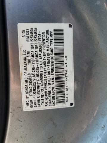 5FNRL38885B073460 - 2005 HONDA ODYSSEY TOURING SILVER photo 13