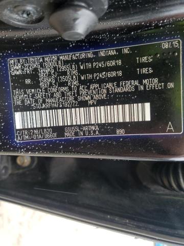 5TDJKRFH4FS192772 - 2015 TOYOTA HIGHLANDER XLE შავი ფოტო 14